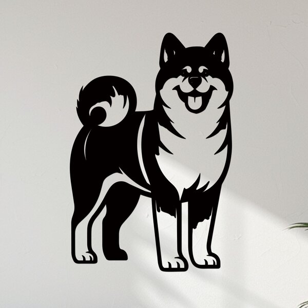 Dřevěný obraz psa AKITA INU | Rozměry (cm): 27x40 | Zvolte barvu dekoru: Černá