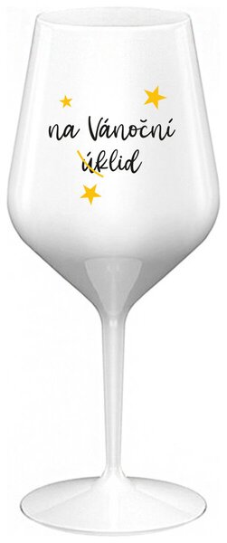 NA VÁNOČNÍ ÚKLID - bílá nerozbitná sklenička na víno 470 ml