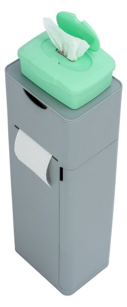 Stojan na toaletní papír s toaletním kartáčem a držákem na toaletní papír IMON, 6v1, šedý, WENKO