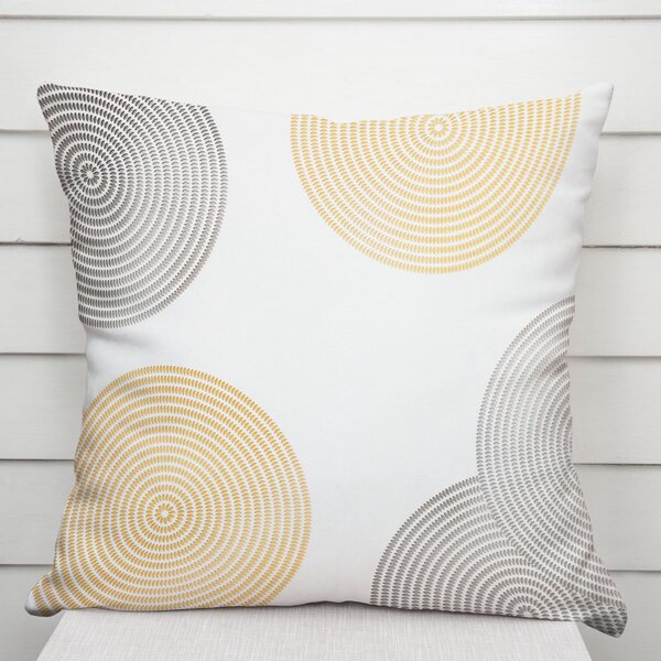 Biante Sametový povlak na polštář Tamara TMR-023 Žluté a šedé designové kruhy na smetanovém 30 x 50 cm