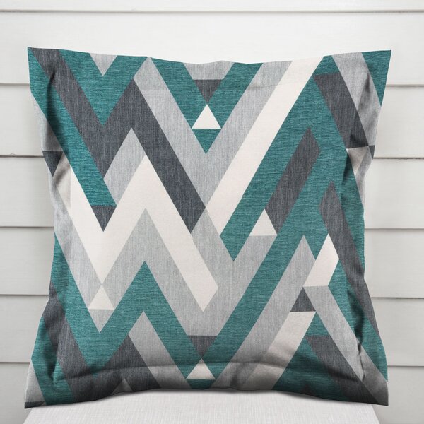 Biante Sametový povlak na polštář s lemem Tamara TMR-026 Zeleno-šedý designový cik-cak 30 x 50 cm
