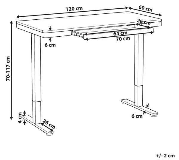 Elektricky výškově nastavitelný pracovní stůl PENLY Bílá 120 cm 60 cm s USB portem