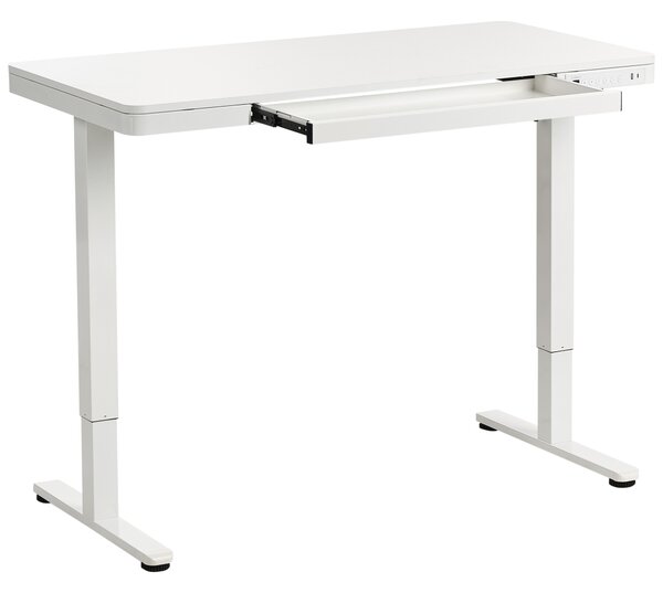 Elektricky výškově nastavitelný pracovní stůl PENLY Bílá 120 cm 60 cm s USB portem