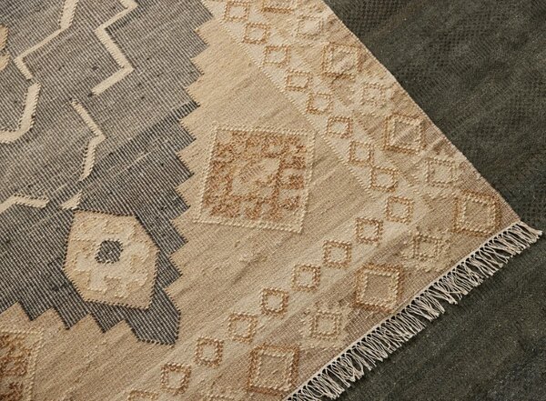 Diamond Carpets India, Ručně vázaný kusový koberec Heriz Wood DE 2005 Grey Mix, 80x150, béžová, chodba / předsíň