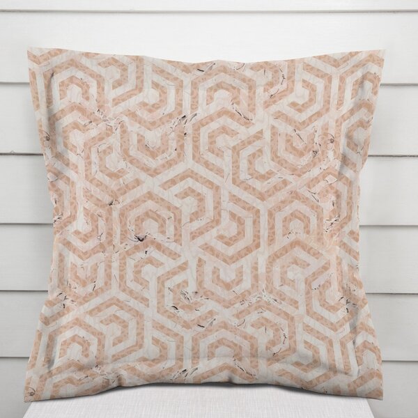 Biante Sametový povlak na polštář s lemem Tamara TMR-029 Růžovobéžové hexagony s černým žíháním 30 x 50 cm