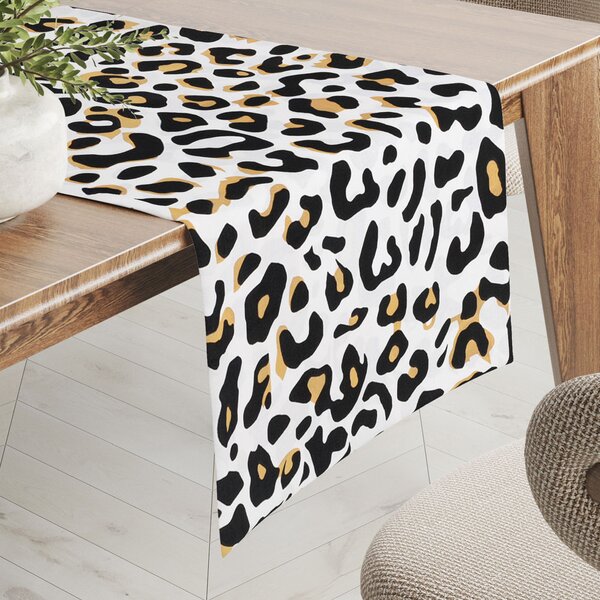Biante Bavlněný běhoun na stůl Sandra SA-409 Leopardí vzor na bílém 20x120 cm