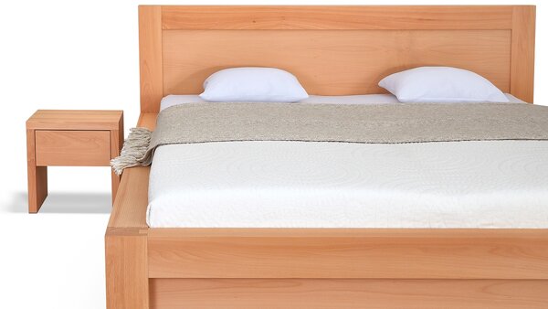 Postel CAPRI s úložným prostorem 180 x 200 buk - Dřevěná postel z masivu, bukové manželské dvoulůžko o šíři masivu 12 x 8 cm
