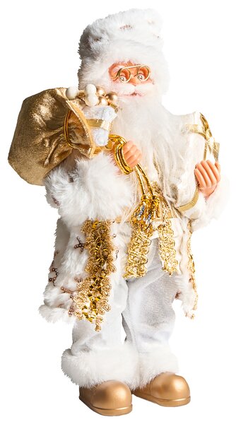 Vánoční dekorace STRAUMSFJORDEN Santa Claus 40 cm Bílá/Zlatá