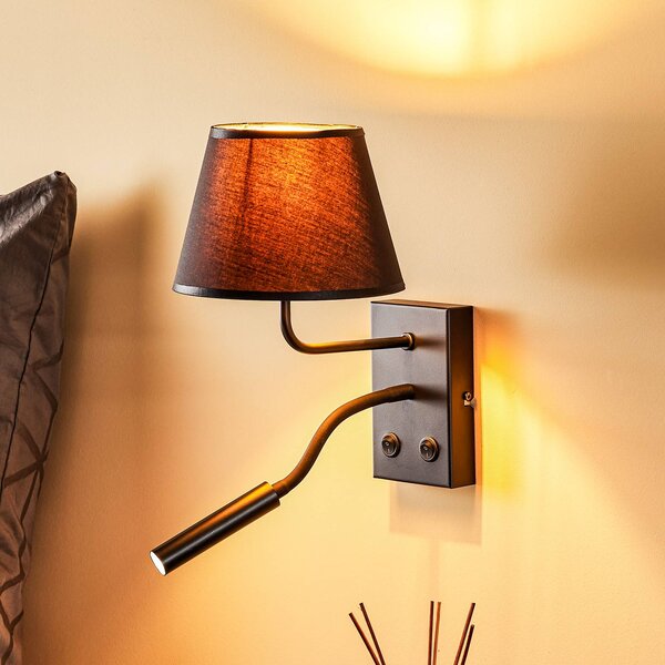 Luminex Nástěnné světlo Soho, kuželové, lampa na čtení černá/zlatá, Černá, Obývací pokoj / jídelna, kov, Moderní, Lampička na čtení