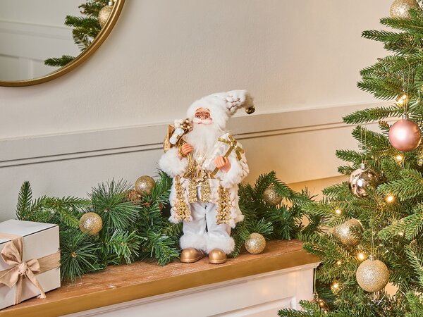 Vánoční dekorace STRAUMSFJORDEN Santa Claus 40 cm Bílá/Zlatá
