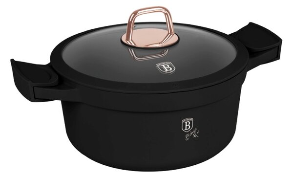 Kastrol s titanovým povrchem a poklicí 24 cm Black Rose Collection
