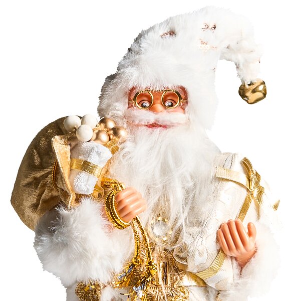 Vánoční dekorace STRAUMSFJORDEN Santa Claus 40 cm Bílá/Zlatá