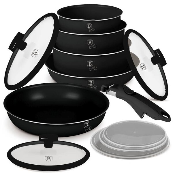 Sada nádobí s titanovým povrchem 12 ks Matte Black Collection