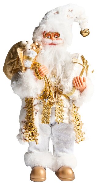 Vánoční dekorace STRAUMSFJORDEN Santa Claus 40 cm Bílá/Zlatá
