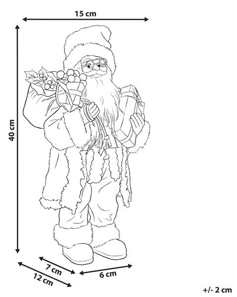 Vánoční dekorace STRAUMSFJORDEN Santa Claus 40 cm Bílá/Zlatá