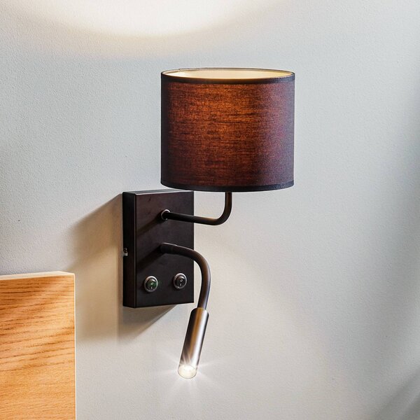 Luminex Nástěnné světlo Soho válcové lampa na čtení černá/zlatá, Černá, Obývací pokoj / jídelna, kov, Moderní, Lampička na čtení