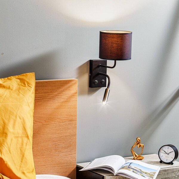 Luminex Nástěnné světlo Soho válcové lampa na čtení černá/zlatá, Černá, Obývací pokoj / jídelna, kov, Moderní, Lampička na čtení