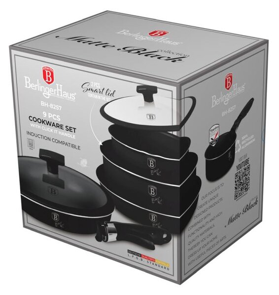 Sada nádobí s titanovým povrchem 9 ks Matte Black Collection