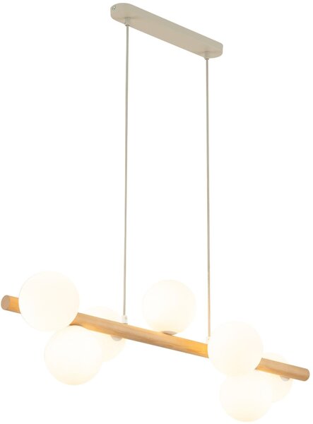 TK Lighting Estera Wood závěsné svítidlo x6 W bílá-dřevo 5905