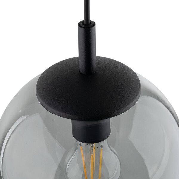 TK Lighting Černý závěsný lustr Esme s kouřovým stínidlem 250mm pro žárovku E27 TK5378