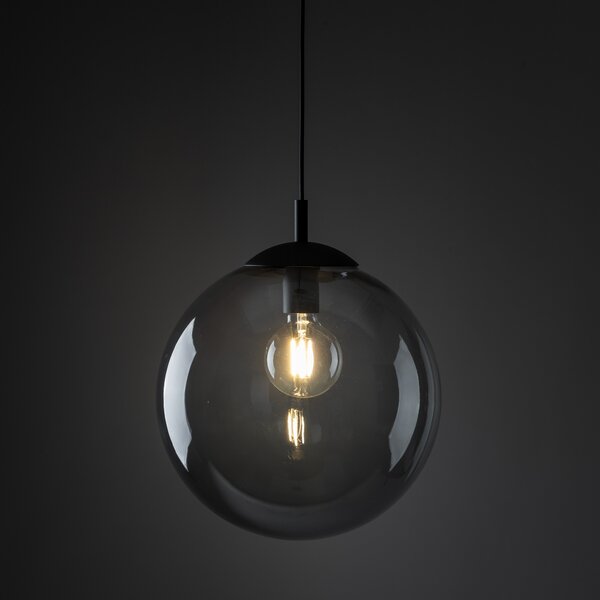 TK Lighting Černý závěsný lustr Esme s kouřovým stínidlem 350mm pro žárovku E27 TK5380