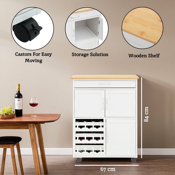 Bambusový kuchyňský ostrůvek na kolečkách 37x67 cm Harlow – Premier Housewares
