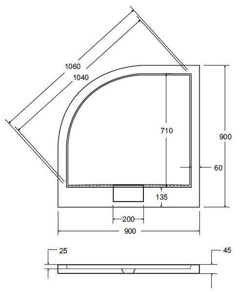 Besco Axim Ultraslim půlkruhová sprchová vanička 90x90 cm bílá #BAX-90-NR