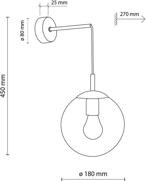 TK Lighting Esme nástěnné svítidlo 1x15 W černá-průhledná 5387