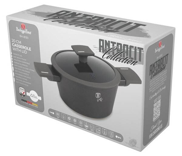 Kastrol s titanovým povrchem a poklicí 20 cm Antracit Collection