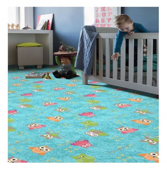 Dětský koberec Sovička SILK 5298 tyrkys 80x120 cm
