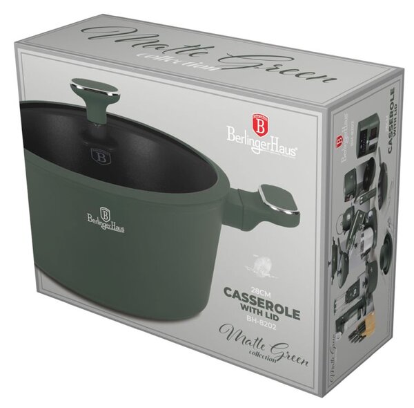 Kastrol s titanovým povrchem a poklicí 28 cm Matte Green Collection