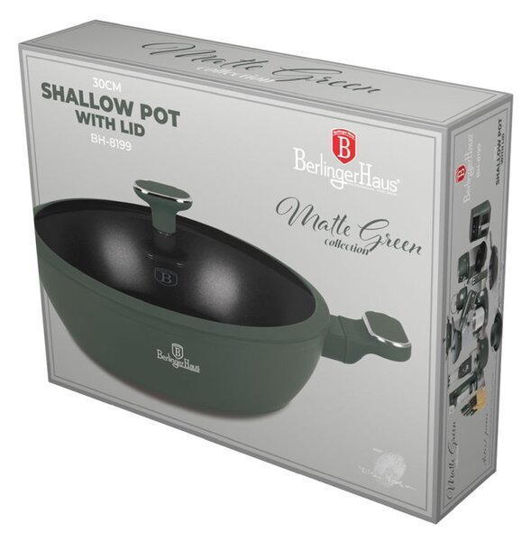 Kastrol s titanovým povrchem a poklicí 30 cm Matte Green Collection