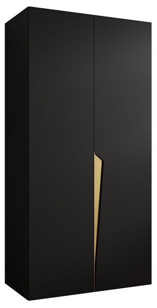 Šatní skříň PIANO 1, 100x52x202 cm | Černá matná / zlaté úchyty