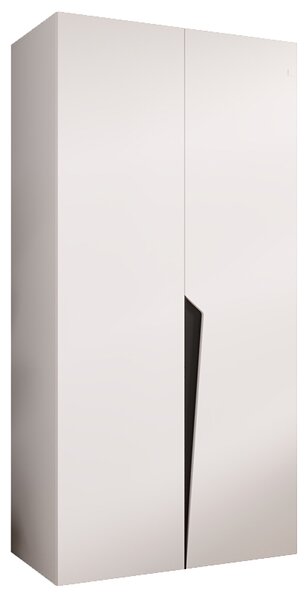Šatní skříň PIANO 1, 100x52x202 cm | Bílá mat / černé úchyty