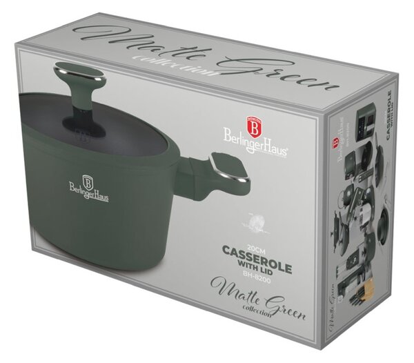 Kastrol s titanovým povrchem a poklicí 20 cm Matte Green Collection