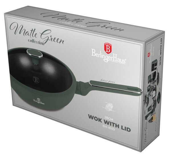 Pánev wok s poklicí a titanovým povrchem 28 cm Matte Green Collection