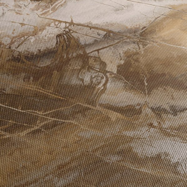 Obraz - Hnědá abstrakce (s hodinami) (90x30 cm)