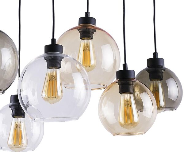TK Lighting Cubus závěsné svítidlo 6x15 W černá-průhledná-jantarová-grafitová 2164