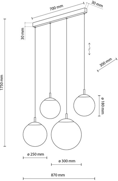 TK Lighting Esme závěsné svítidlo 4x15 W černá 4790