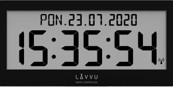 Černé digitální hodiny s češtinou LAVVU MODIG řízené rádiovým signálem LCX0011