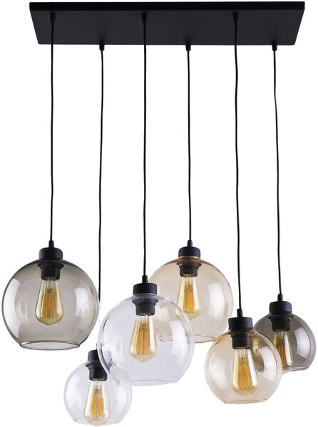 TK Lighting Cubus závěsné svítidlo 6x15 W černá-průhledná-jantarová-grafitová 2164