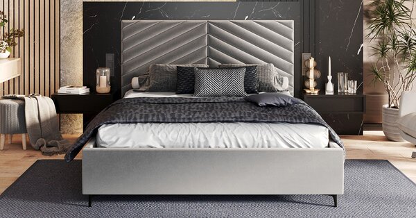 Čalouněná postel ELEGANTE 140x200 Steel Paris s úložným prostorem kovový rošt