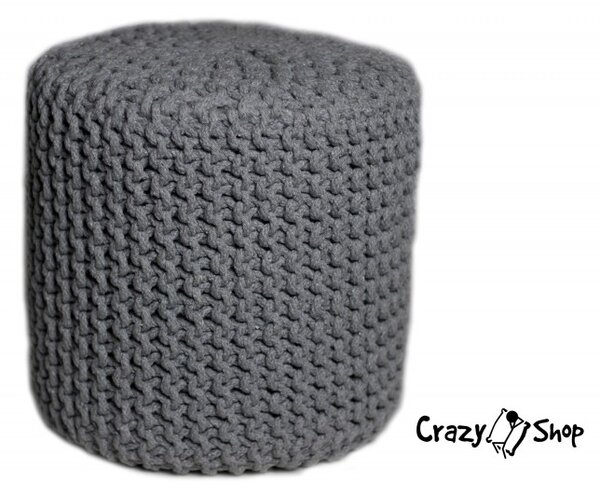 Pletený puf CRAZYSHOP CYLINDER, šedá (ručně pletený)