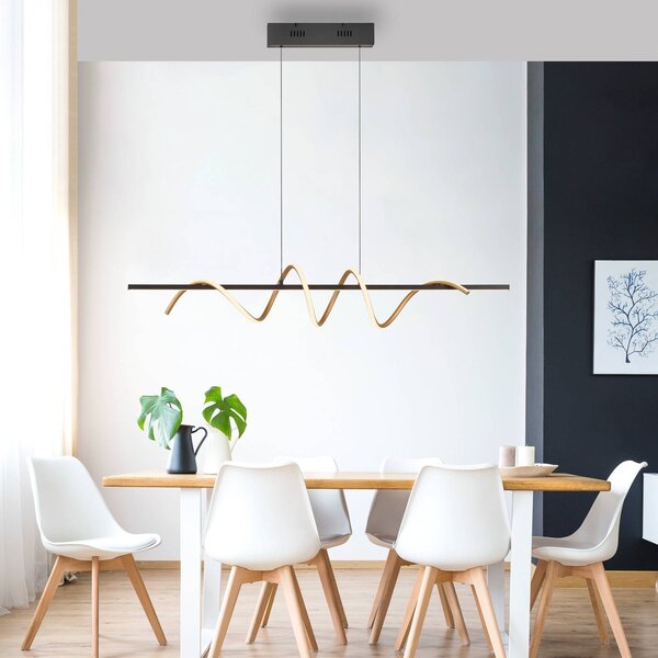 JUST LIGHT. GmbH Emanda LED závěsné světlo, železo, černá mosaz, stmívatelný, Černá, Obývací pokoj / jídelna, kov, Moderní