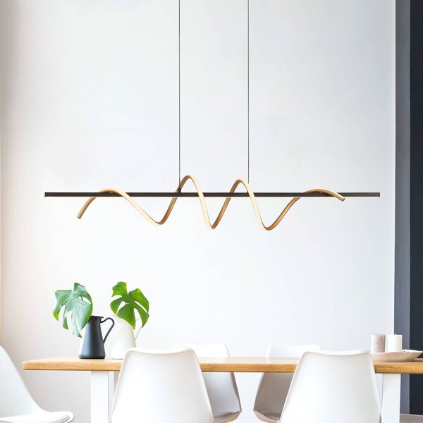JUST LIGHT. GmbH Emanda LED závěsné světlo, železo, černá mosaz, stmívatelný, Černá, Obývací pokoj / jídelna, kov, Moderní
