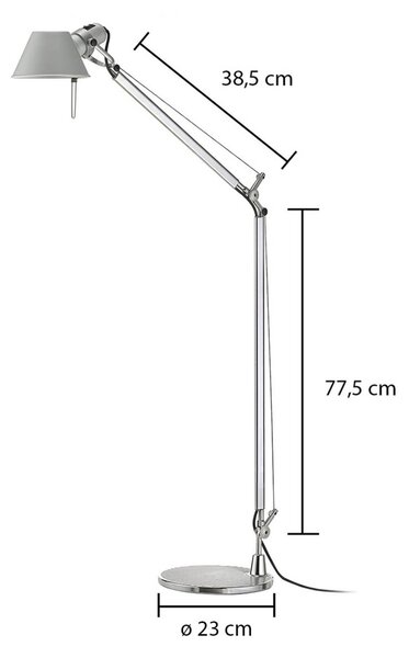 Artemide Tolomeo Lettura - pružná stojací lampa, Hliník / šedá / zinek, Pracovna / kancelář, Hliník, Design