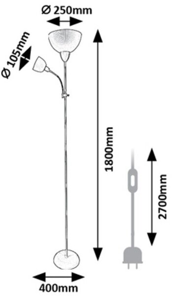 Rabalux Action stojací lampa 2x60 W šedá 74103