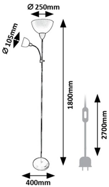 Rabalux Action stojací lampa 2x60 W černá 74109