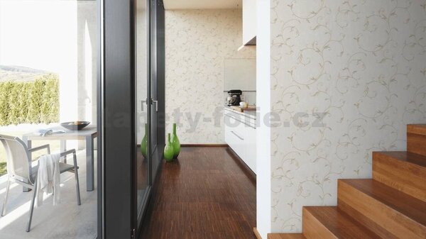 Vliesové tapety na zeď 30418-2, rozměr 10,05 m x 0,53 m, hnědý zámecký vzor na krémovém podkladu, A.S. CRÉATION
