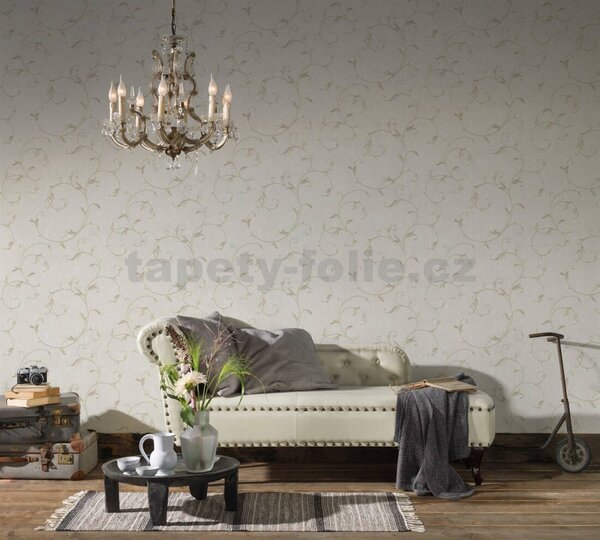 Vliesové tapety na zeď 30418-2, rozměr 10,05 m x 0,53 m, hnědý zámecký vzor na krémovém podkladu, A.S. CRÉATION